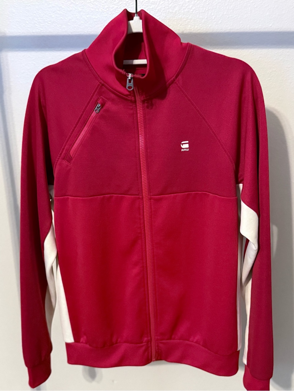 G-Star Raw Red Zip-Up Track Jacket with White Panels